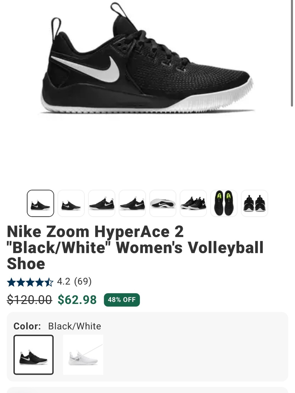 Nike Women's Volleyball Trainer in Black and White